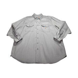 Carhartt FR Button Up Shirt Gray Men’s 2XL Fire Flame Resistant NFPA 2112 Work